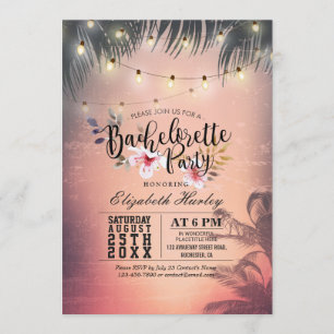 Bachelorette Party Summer Beach Palm Trees Lichten Kaart