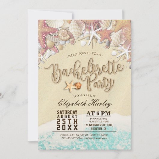 Bachelorette Party Summer Beach Starfish Seashell Kaart (Voorkant)