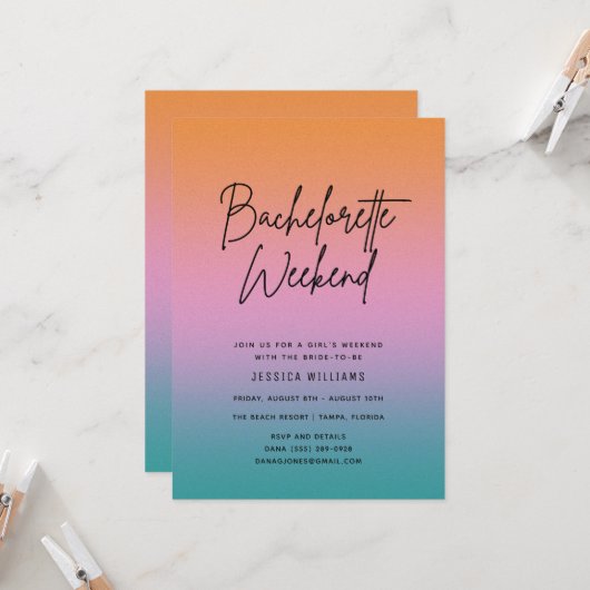Bachelorette Party Summer Weekend Getaway Kaart (Voorkant / Achterkant in situ)