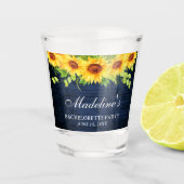 Bachelorette Party Sunflower Blue Wood Shot Glas (Voorkant)