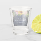 Bachelorette Party Sunflower Floral Blue Wood Shot Glas (Achterkant)