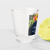 Bachelorette Party Sunflower Floral Blue Wood Shot Glas (Links)