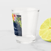 Bachelorette Party Sunflower Floral Blue Wood Shot Glas (Rechts)