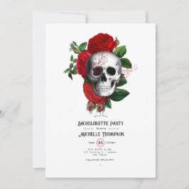 Bachelorette Party the Red and Black Floral Gothic Kaart