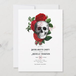 Bachelorette Party the Red and Black Floral Gothic Kaart
