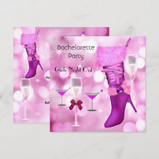 Bachelorette Party toont Hi Heels Boots Pink 2 Kaart (Voorkant / Achterkant)
