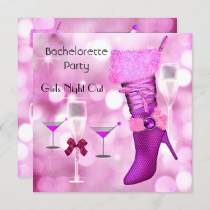 Bachelorette Party toont Hi Heels Boots Pink 2 Kaart