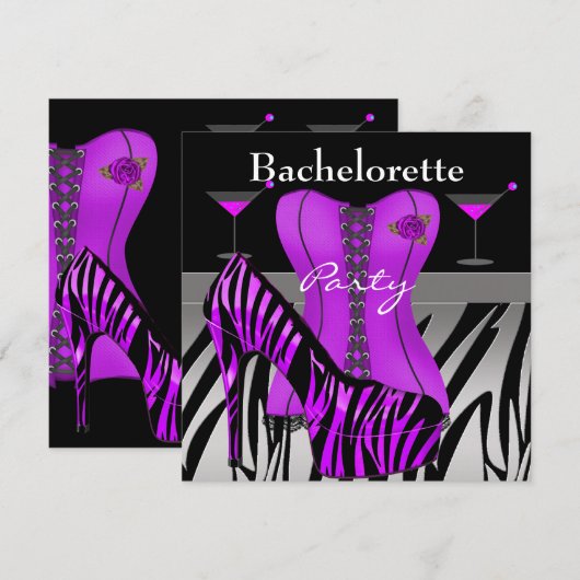 Bachelorette Party toont Paars Zebra corset Kaart (Voorkant / Achterkant)