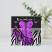 Bachelorette Party toont Paars Zebra corset Kaart (Staand voorkant)