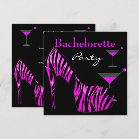 Bachelorette Party toont roze zwarte Zebra schotel Kaart (Voorkant / Achterkant)