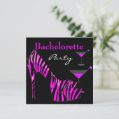 Bachelorette Party toont roze zwarte Zebra schotel Kaart (Staand voorkant)