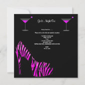 Bachelorette Party toont roze zwarte Zebra schotel Kaart (Achterkant)