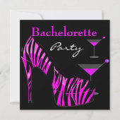 Bachelorette Party toont roze zwarte Zebra schotel Kaart (Voorkant)