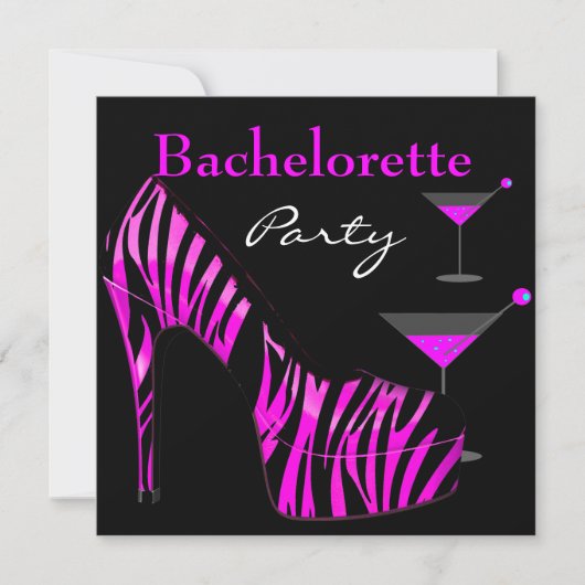 Bachelorette Party toont roze zwarte Zebra schotel Kaart (Voorkant)