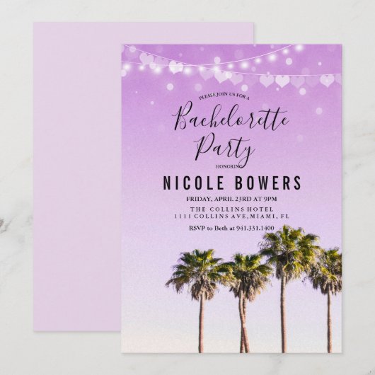 Bachelorette Party Tropische uitnodiging (Voorkant / Achterkant)