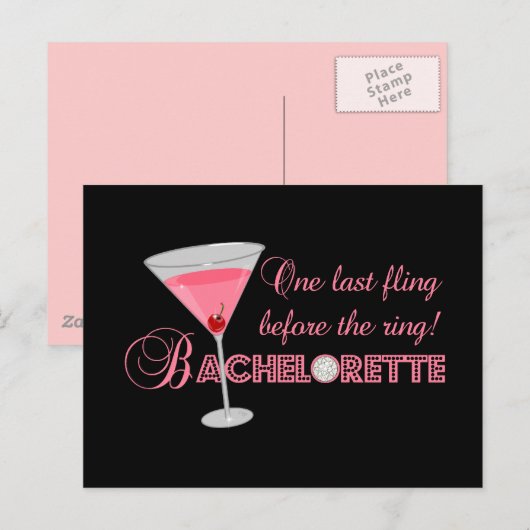 Bachelorette Party Uitnodiging Briefkaart (Voorkant / Achterkant)