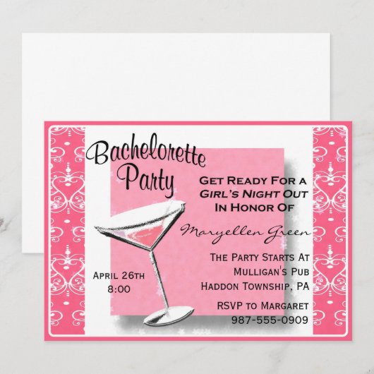 Bachelorette Party Uitnodiging-Gemakkelijk om aan  Kaart (Voorkant / Achterkant)