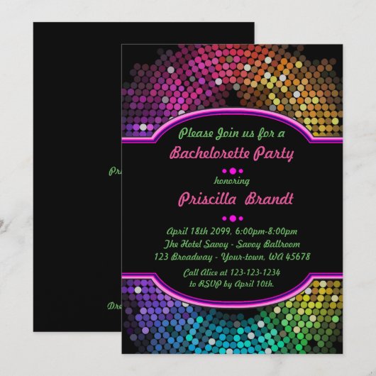 Bachelorette Party-uitnodiging, trendy, chic, Disc Kaart (Voorkant / Achterkant)
