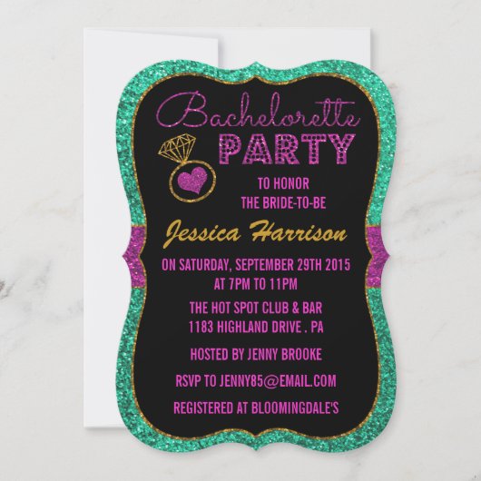 Bachelorette Party-uitnodigingen - Glitter-effect Kaart (Voorkant)