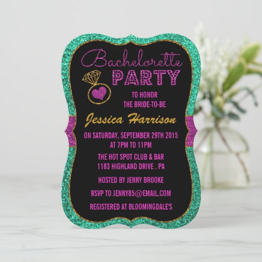 Bachelorette Party-uitnodigingen - Glitter-effect Kaart (Staand voorkant)