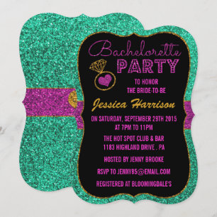 Bachelorette Party-uitnodigingen - Glitter-effect Kaart