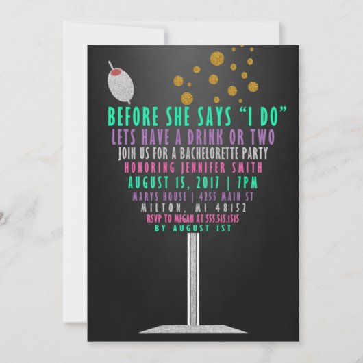 Bachelorette Party-uitnodigingen - Glitter Kaart (Voorkant)