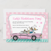 Bachelorette Party-uitnodigingen met roze Cadillac Kaart (Voorkant)