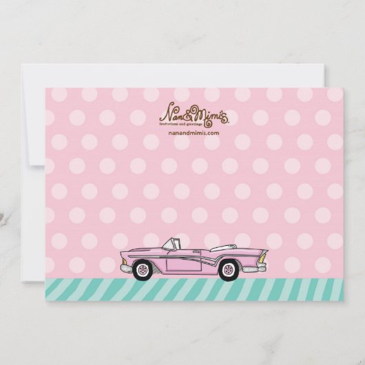 Bachelorette Party-uitnodigingen met roze Cadillac Kaart (Achterkant)