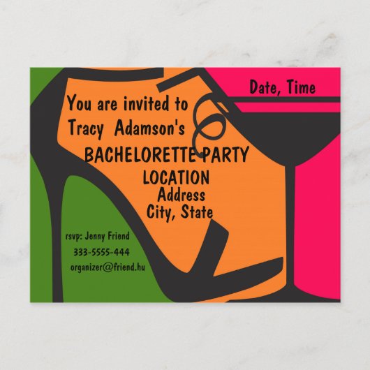Bachelorette Party uitnodigingsontwerp Uitnodiging Briefkaart (Voorkant)