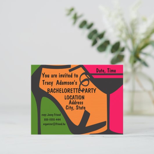 Bachelorette Party uitnodigingsontwerp Uitnodiging Briefkaart (Staand voorkant)
