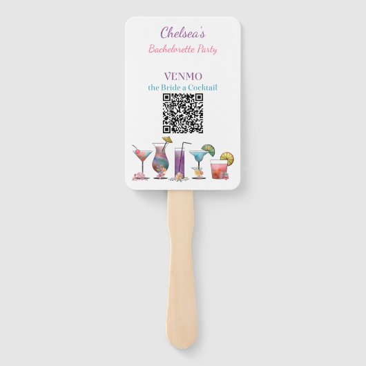 Bachelorette Party VENMO de bruid een cocktail Handwaaier (Achterkant)