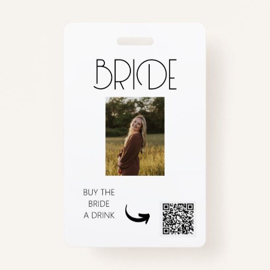 BACHELORETTE PARTY, VENMO QR, KOOP BRUID EEN DRINK BADGE (Voorkant)