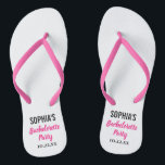 Bachelorette Party voor moderne typografie Teenslippers<br><div class="desc">Deze moderne typografie-teenslippers zijn een perfect simpele dankjewel voor elke bruid die in de zomer of op het strand een bachelerotte feest heeft! Personaliseer met de naam van de bruid en de bachelorette feestdatum.</div>