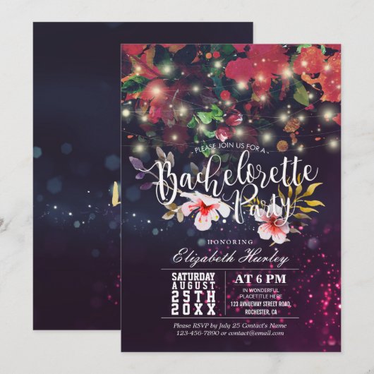 Bachelorette Party Vrijgezellenfeest Burgundy Flor Kaart (Voorkant / Achterkant)