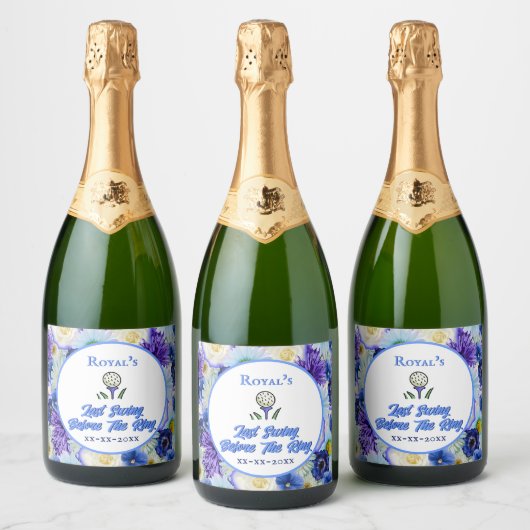 Bachelorette Party Vrijgezellenfeest Golf Blauw Bl Sparkling Wijnetiket (Flessen)