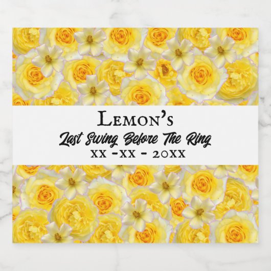 Bachelorette Party Vrijgezellenfeest Golf Geel Wit Sparkling Wijnetiket (Enkel label)