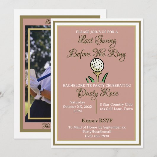 Bachelorette Party Vrijgezellenfeest Golf Roos Gou Kaart (Voorkant / Achterkant)