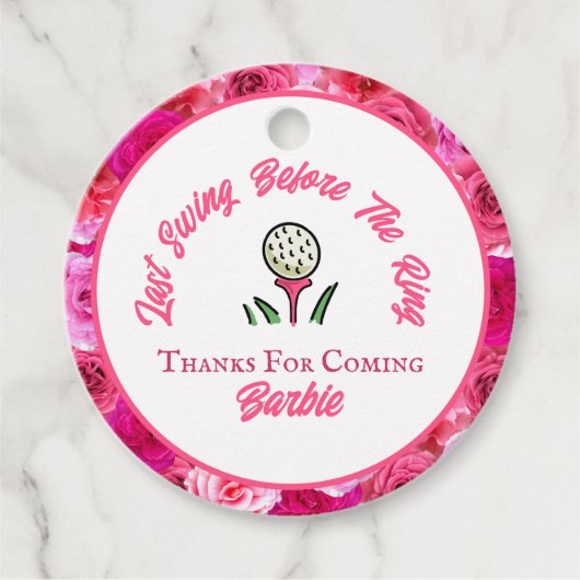 Bachelorette Party Vrijgezellenfeest Golf Roze Blo Bedankjes Labels (Voorkant)