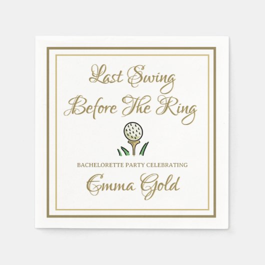 Bachelorette Party Vrijgezellenfeest Goud & Wit Servet (Voorkant)