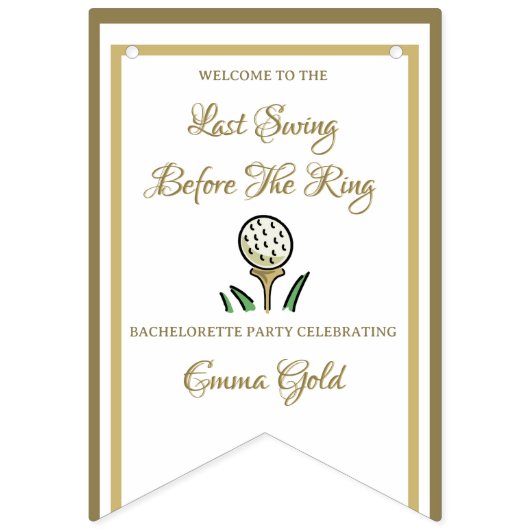 Bachelorette Party Vrijgezellenfeest Goud & Wit Vlaggetjes (Derde vlag)