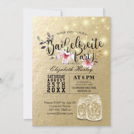 Bachelorette Party Vrijgezellenfeest Mason Jar Lig Kaart (Voorkant)