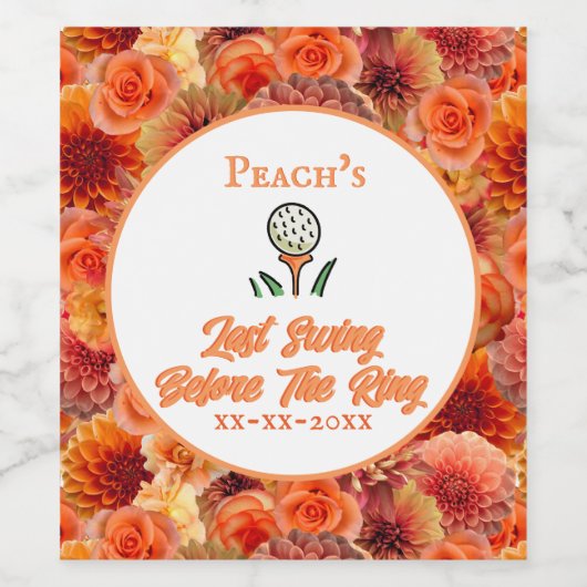 Bachelorette Party, Vrijgezellenfeest Peach Sinaas Wijn Etiket (Enkel label)