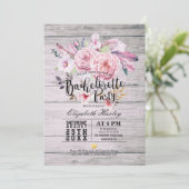 Bachelorette Party Waterverf Boho Floral Feather Kaart (Staand voorkant)