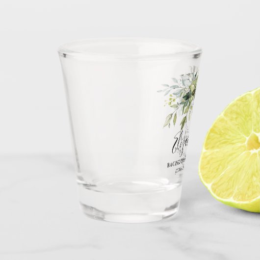 Bachelorette Party Waterverf Botanische Greenery Shot Glas (Links)