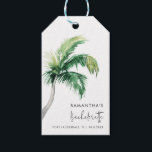 Bachelorette Party Waterverf Tropische palmboom Cadeaulabel<br><div class="desc">Trendy en moderne tropische thema vrijgezellenfeest cadeau labels met waterverf palmboom op witte achtergrond. Wijzig eenvoudig de details door op de knop "Personaliseren" te klikken.</div>