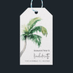 Bachelorette Party Waterverf Tropische palmboom Cadeaulabel<br><div class="desc">Trendy en moderne tropische thema vrijgezellenfeest cadeau labels met waterverf palmboom op witte achtergrond. Wijzig eenvoudig de details door op de knop "Personaliseren" te klikken.</div>