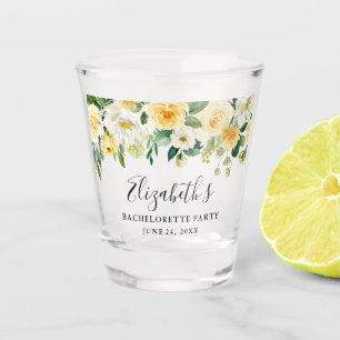 Bachelorette Party Waterverf Yellow Floral Shot Glas