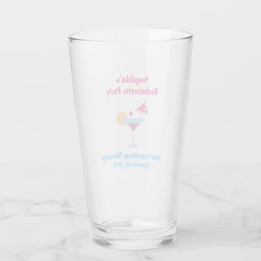 Bachelorette Party Weddenschap Favor Pink Pint Glas (Achterkant)