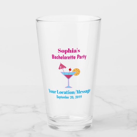 Bachelorette Party Weddenschap Favor Pink Pint Glas (Voorkant)