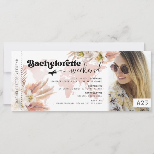 Bachelorette Party Weekend Boarding Pass Kaart (Voorkant)